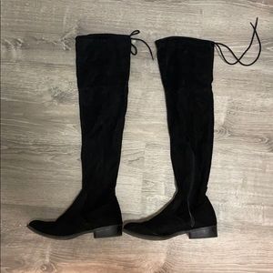 Black Faux Suede Over-the-Knee Boots